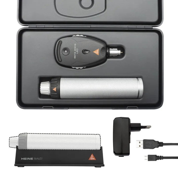 HEINE BETA 200S LED Ophthalmoskop Set mit Ladegriff USB