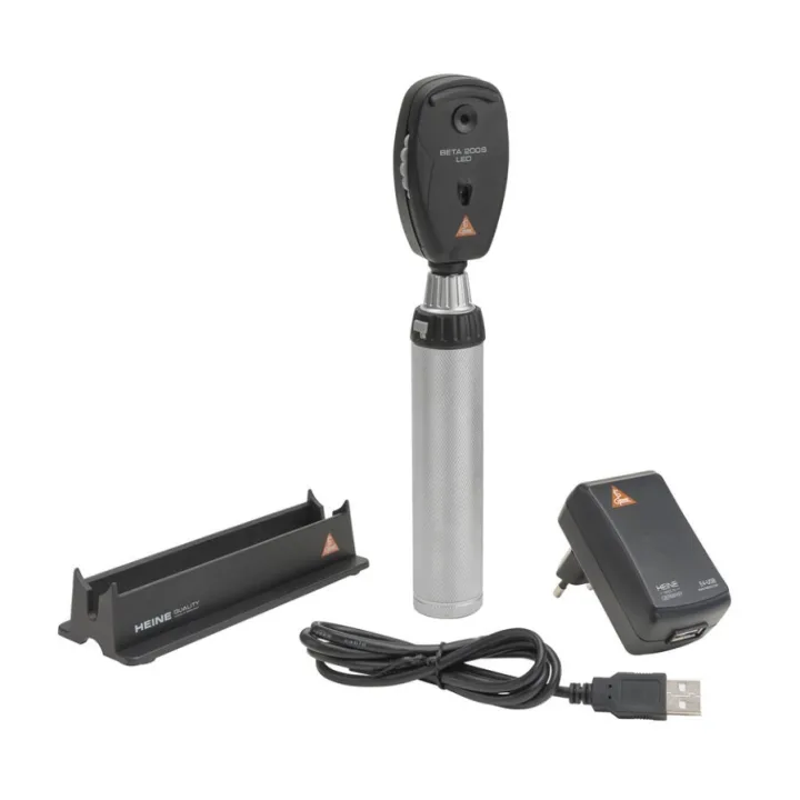 HEINE BETA 200S LED Ophthalmoskop Set mit Ladegriff USB