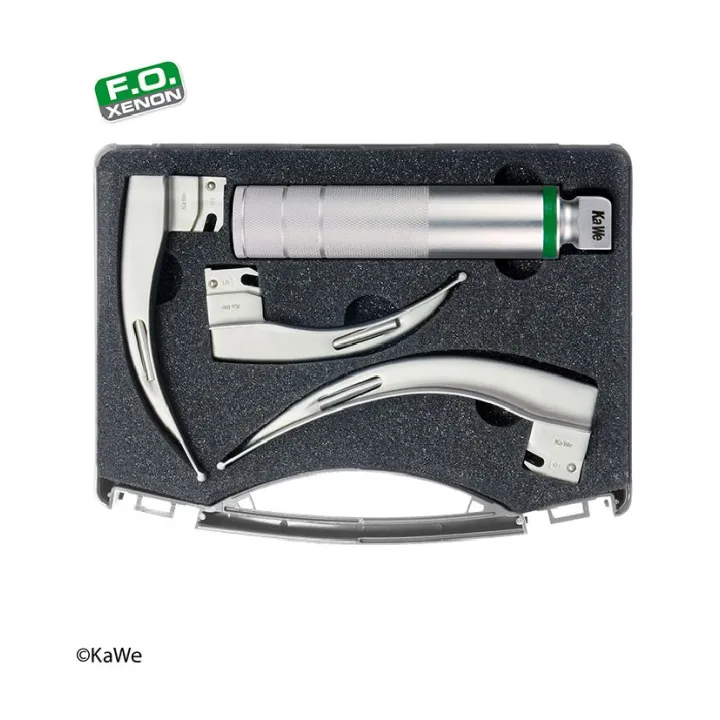 KaWe F.O. Laryngoscop SET Erwachsene 1 Griff 3 Spatel