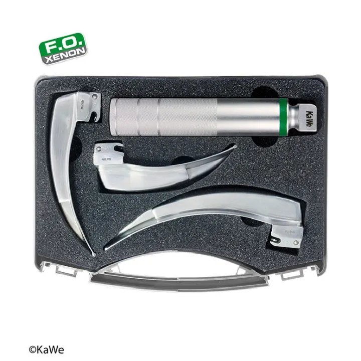 KaWe F.O. Laryngoskop SET Erwachsene 1 Griff 3 Spatel